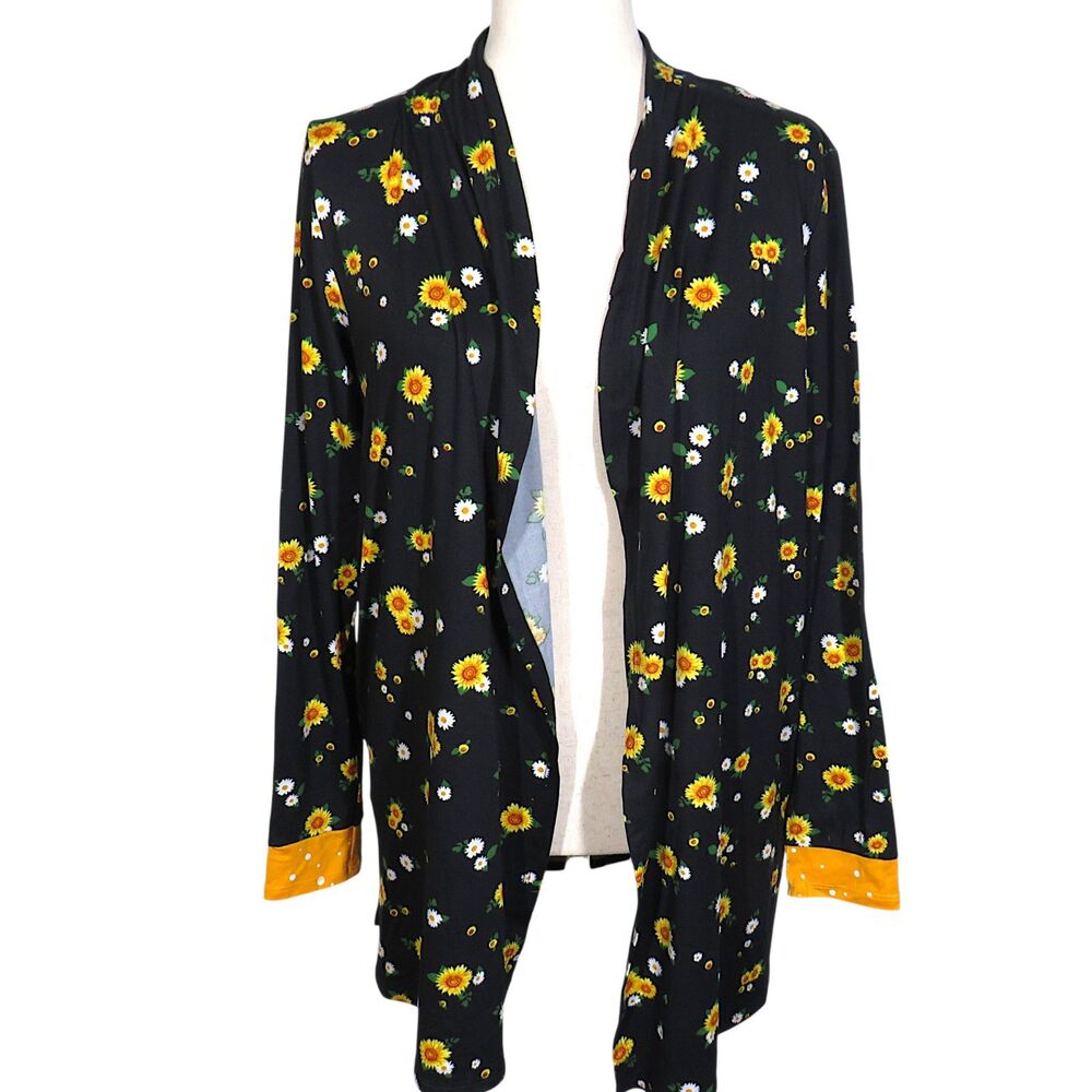 Cuddl Duds Comfort Code Sunflower Daisy Print Soft Lightweight Cardigan XS